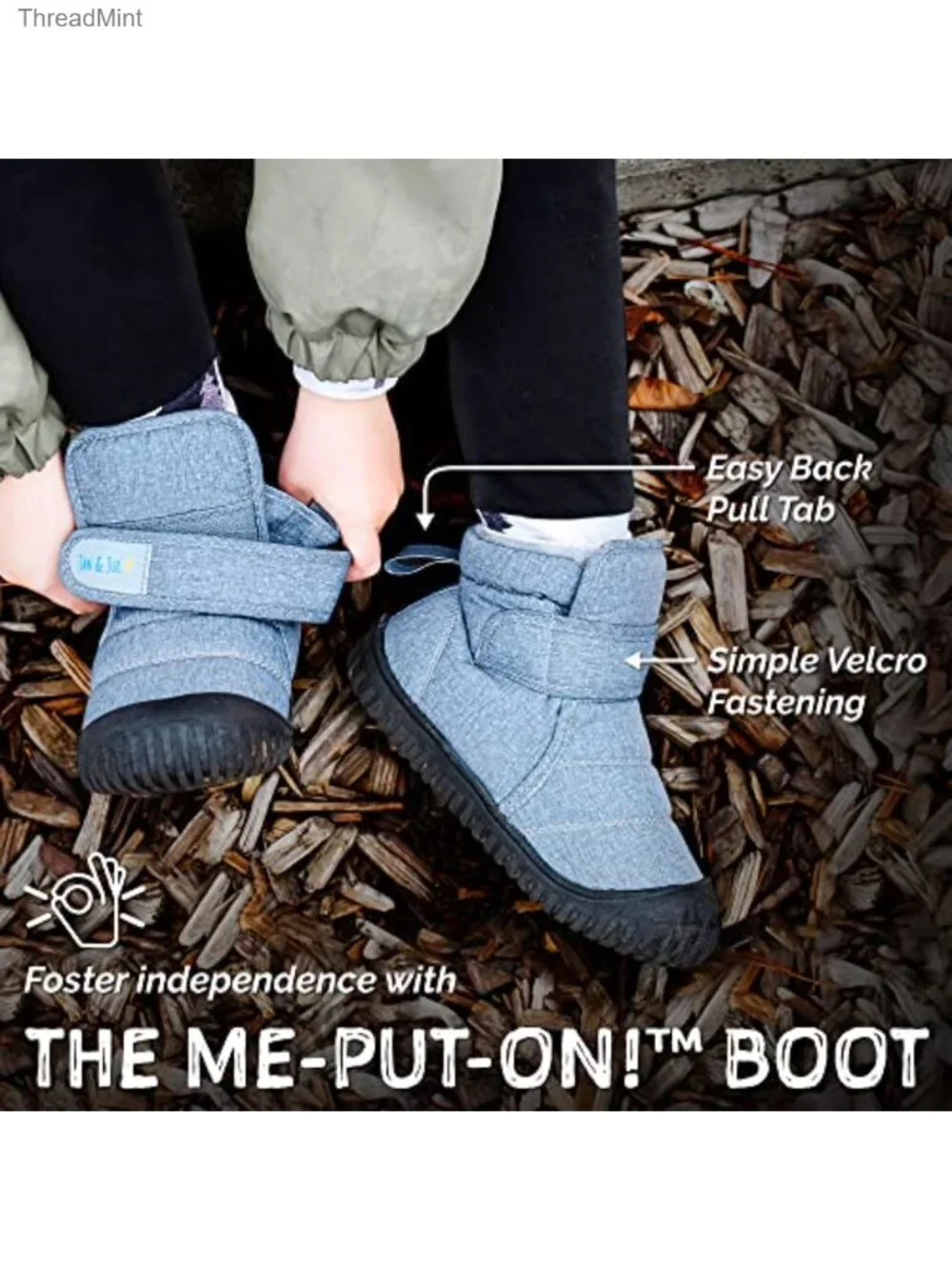 Toddler Fleece Lined Water Resistant Snow Boots Hook Loop